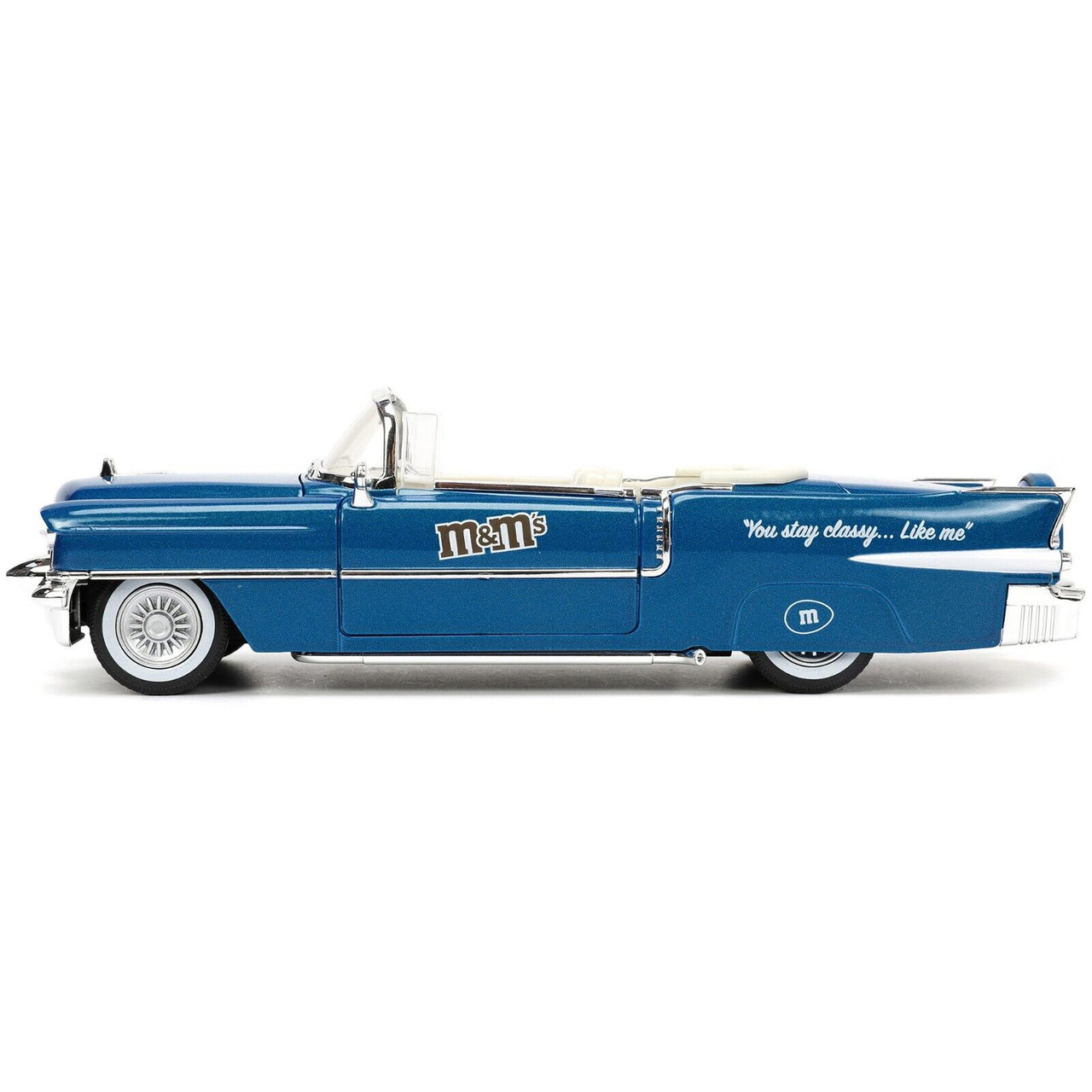 1956 Cadillac Eldorado con Figura M&Ms Blue Hollywood Rides Jada Toys Escala 1:24 