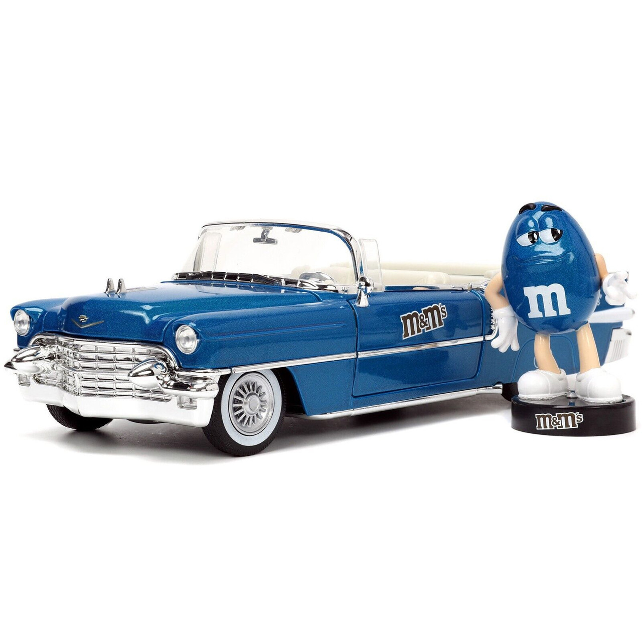 1956 Cadillac Eldorado con Figura M&Ms Blue Hollywood Rides Jada Toys Escala 1:24 