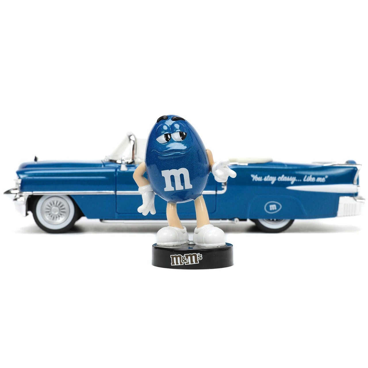 1956 Cadillac Eldorado con Figura M&Ms Blue Hollywood Rides Jada Toys Escala 1:24 