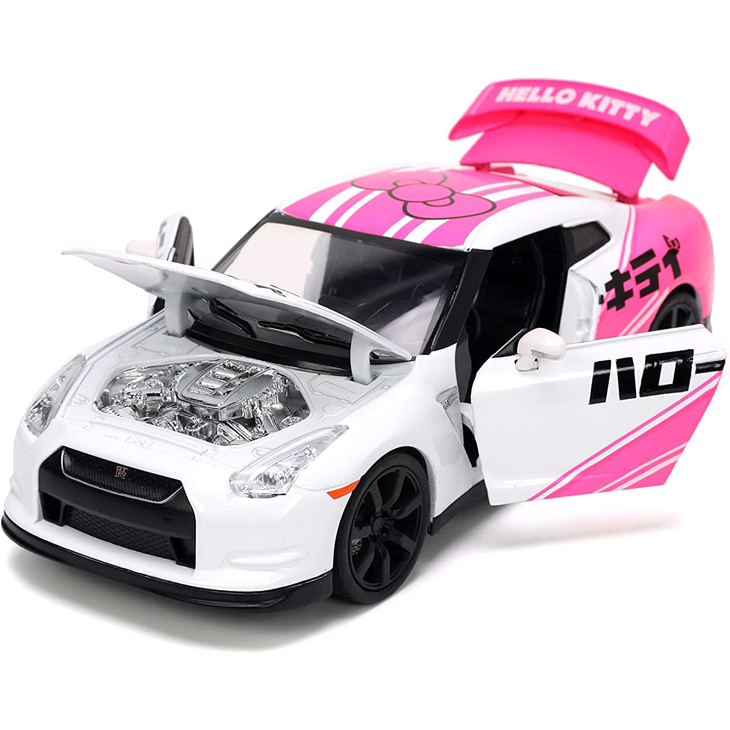 2009 Nissan Skyline GT-R R35 con Figura Hello Kitty Tokyo Speed Jada Toys Escala 1:24 