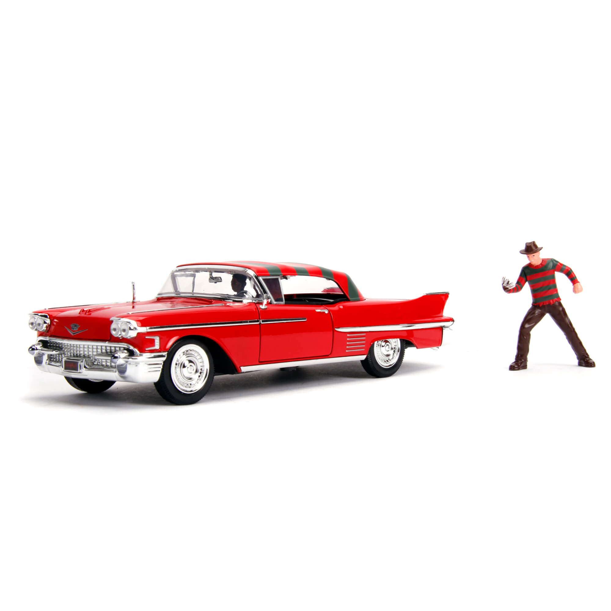 1958 Cadillac Series 62 con Figura Freddy Krueger A Nightmare On Elm Street Jada Toys Escala 1:24