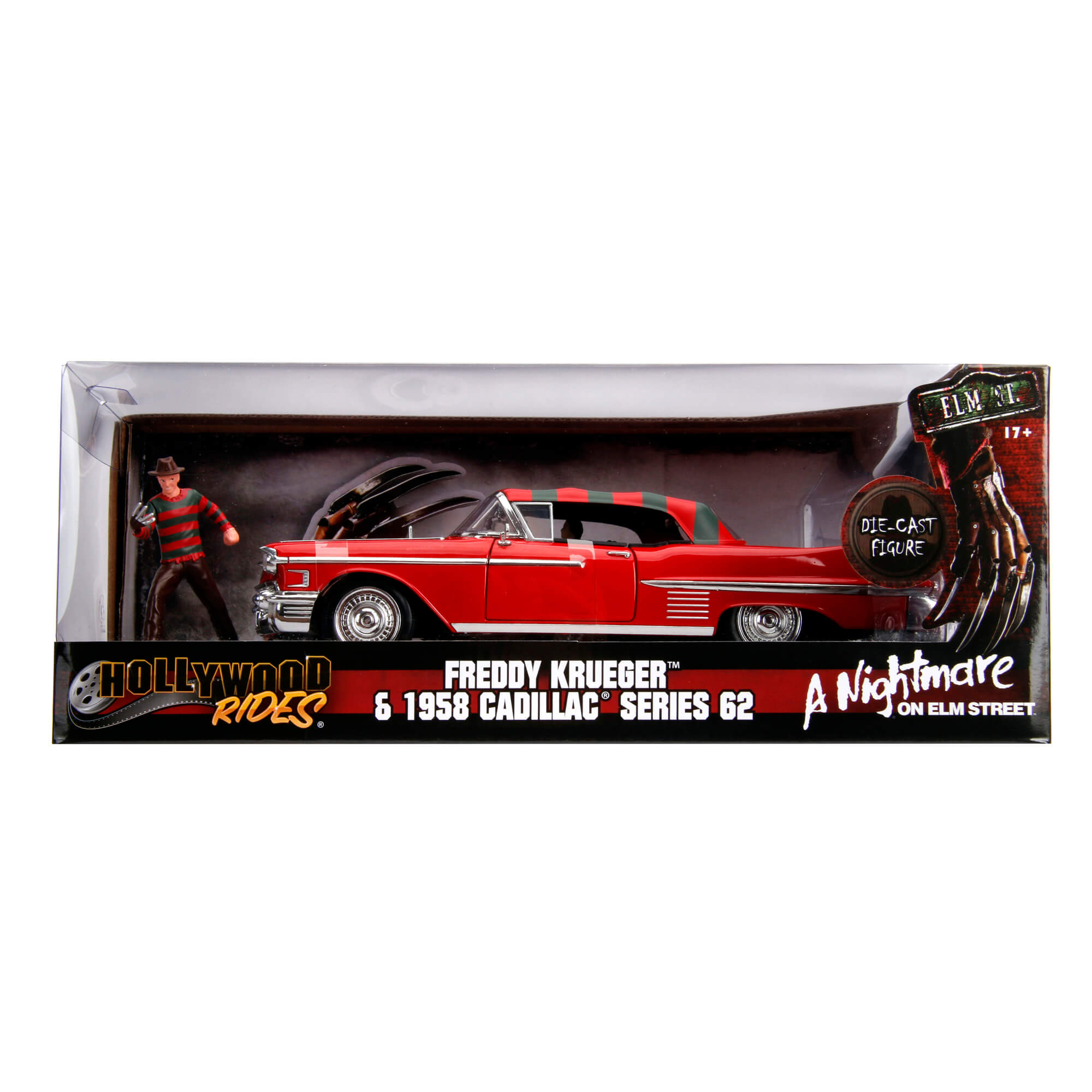 1958 Cadillac Series 62 con Figura Freddy Krueger A Nightmare On Elm Street Jada Toys Escala 1:24
