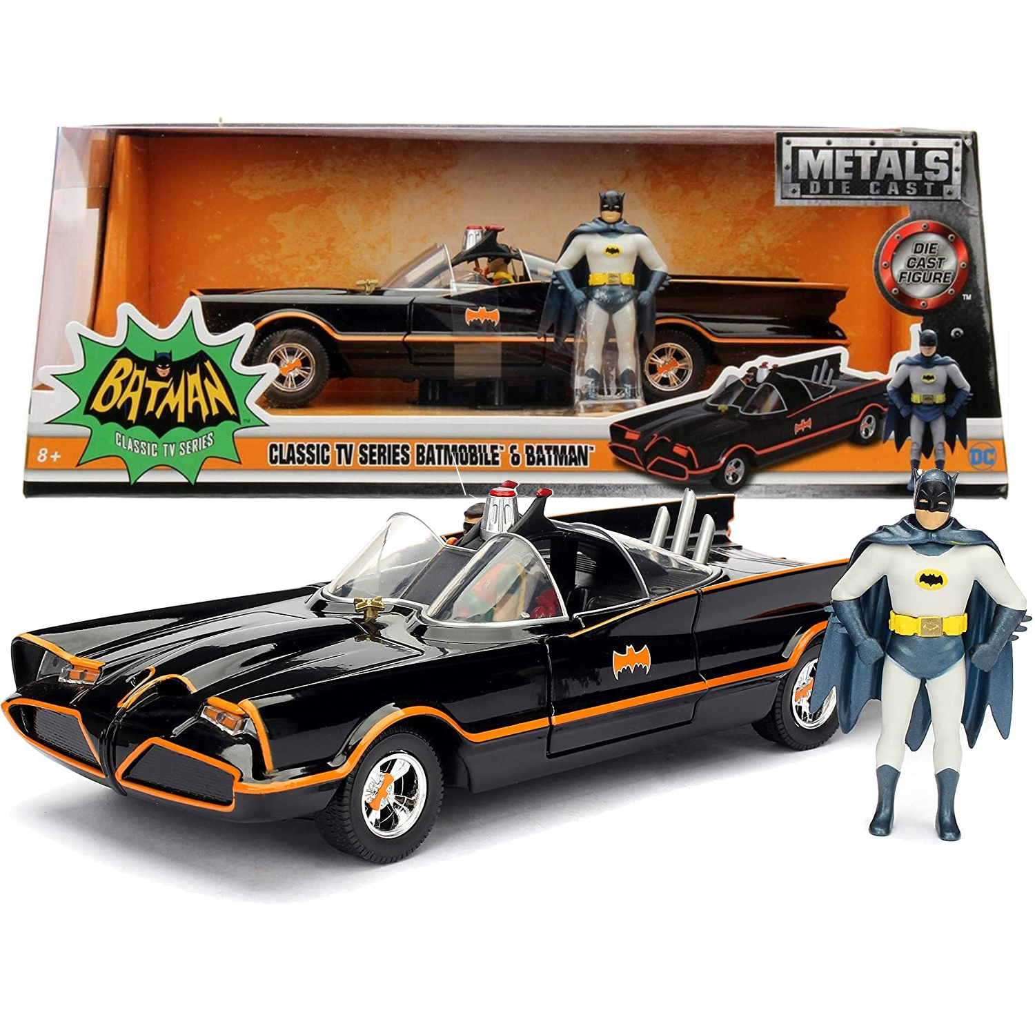 Batimovil TV Series Clasico 60s Con Figura de Batman Adam West Jada Toys Escala 1:24 Dc Comics