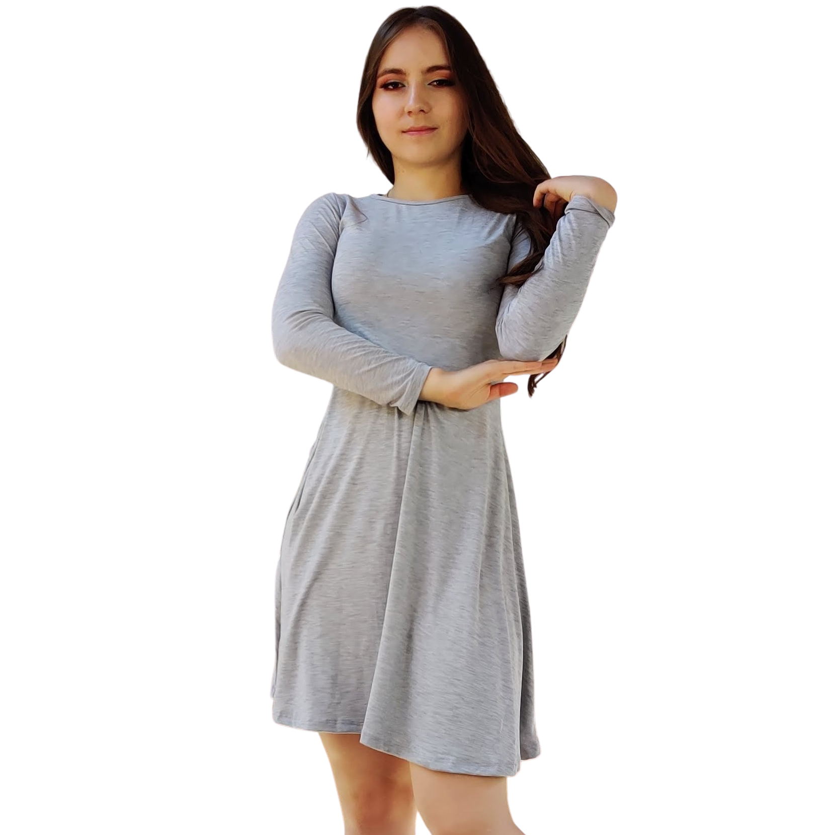 Vestido Aurora manga larga corte A campana holgado curvy