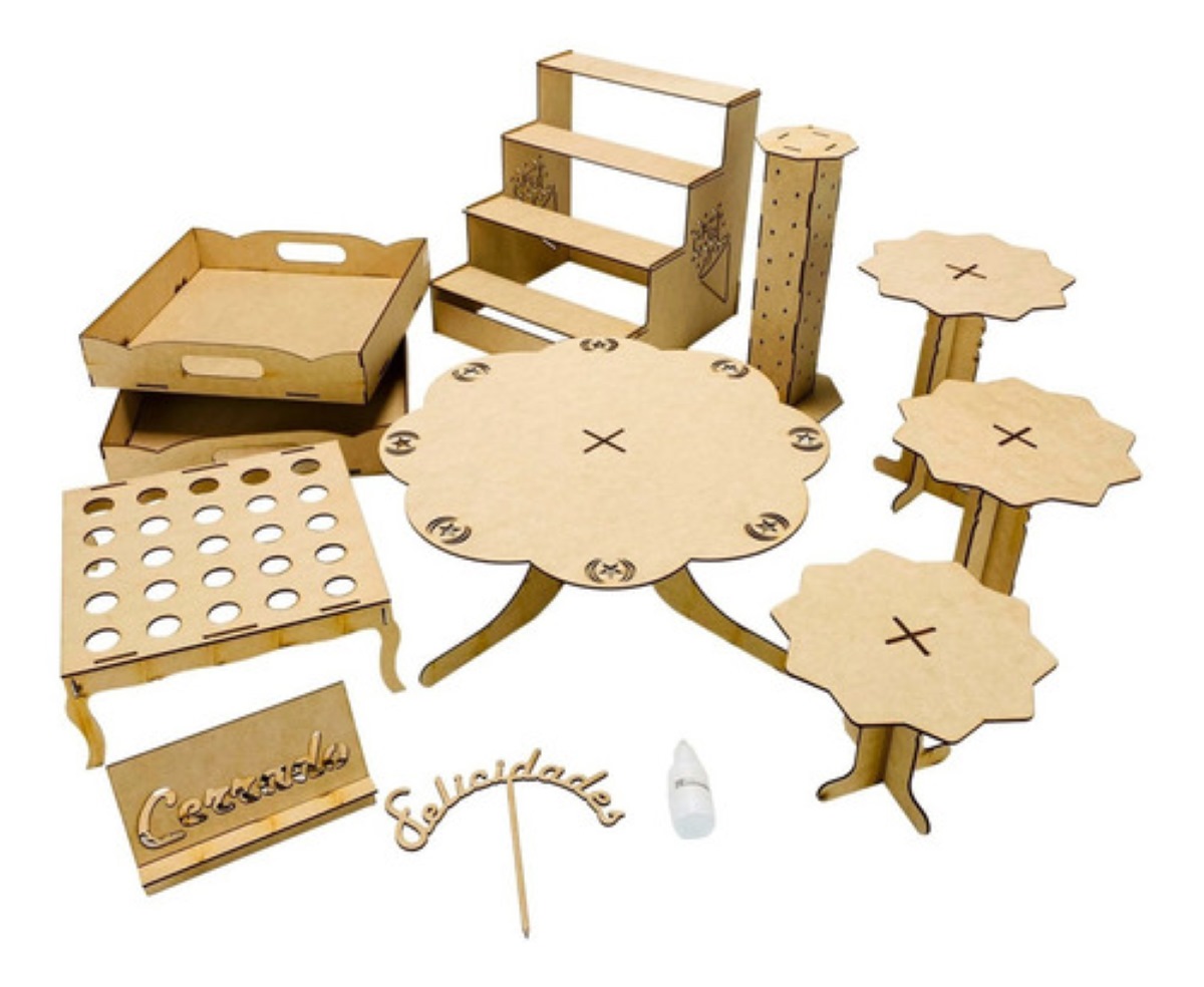 Mobiliario Fiesta Kit Candy Bar Mdf Mesa De Postres Dulces