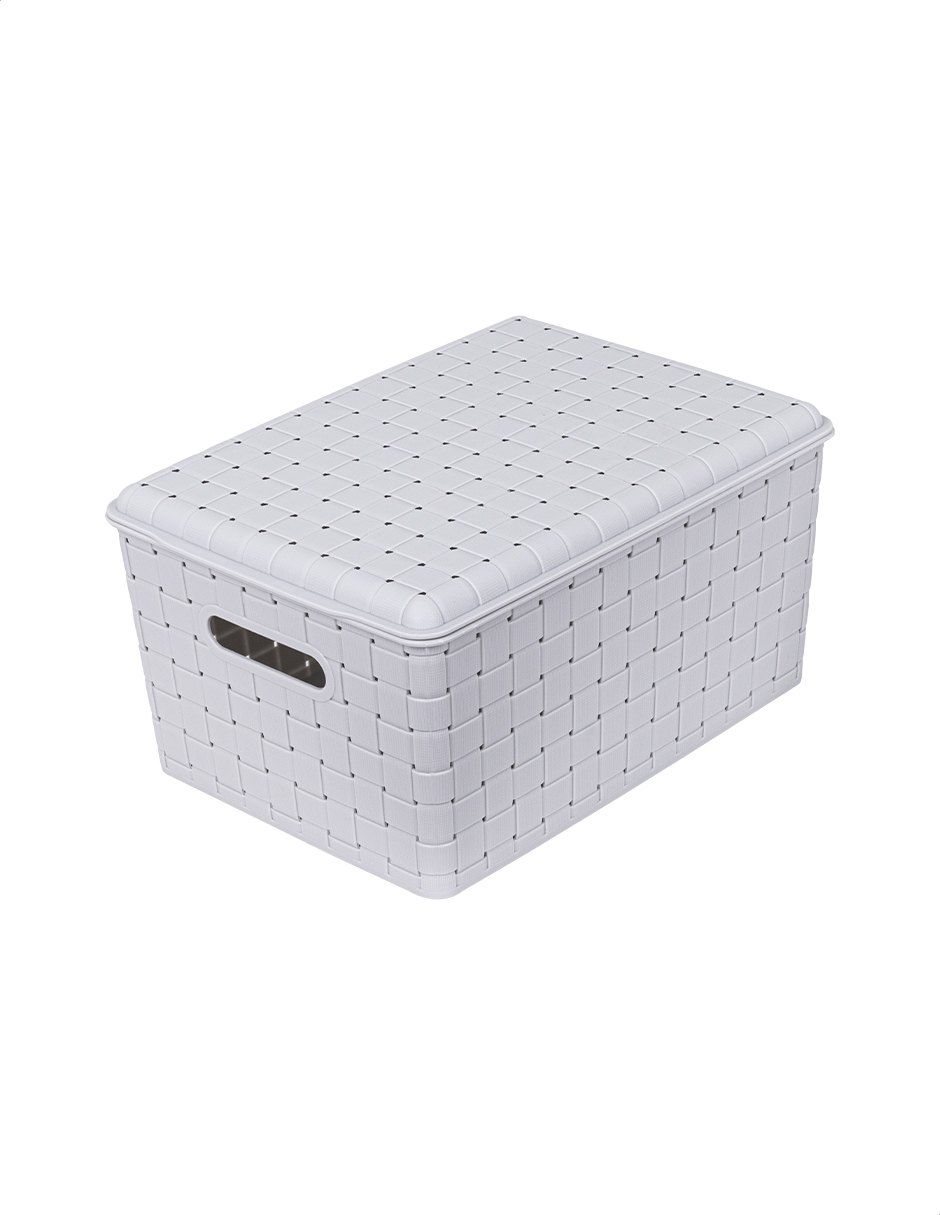 Caja organizadora plástica con tapa mediana gris Tutti