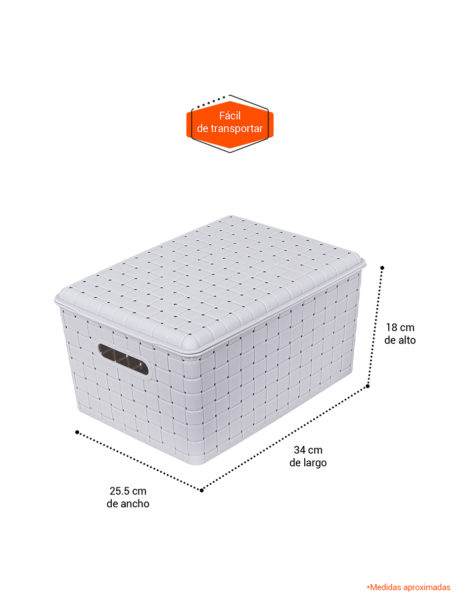 Caja organizadora plástica con tapa mediana gris Tutti