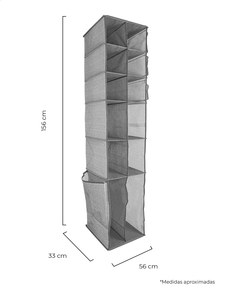 Organizador colgante para clóset 12 espacios gris Tutti