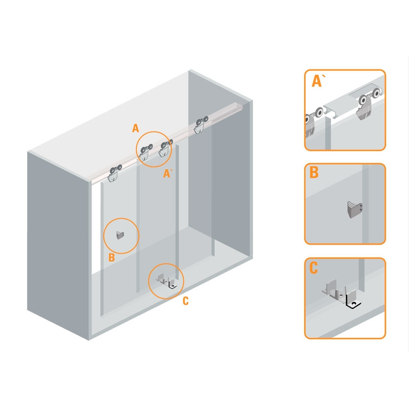 Sistema corredizo para puertas de closet Ducloset Doble Ducasse