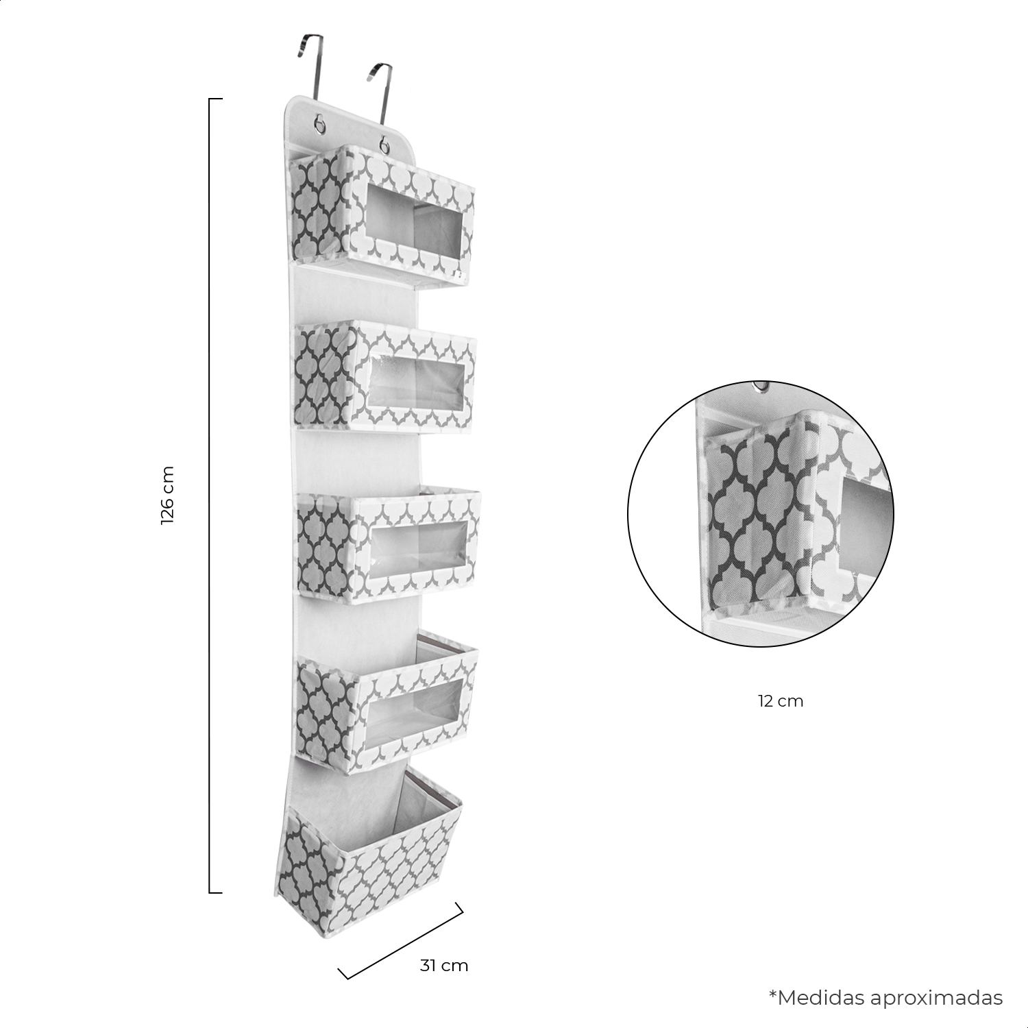 Organizador colgante para puerta 5 espacios blanco Tutti