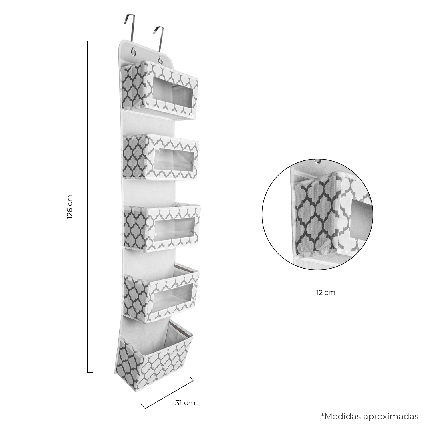 Organizador colgante para puerta 5 espacios blanco Tutti