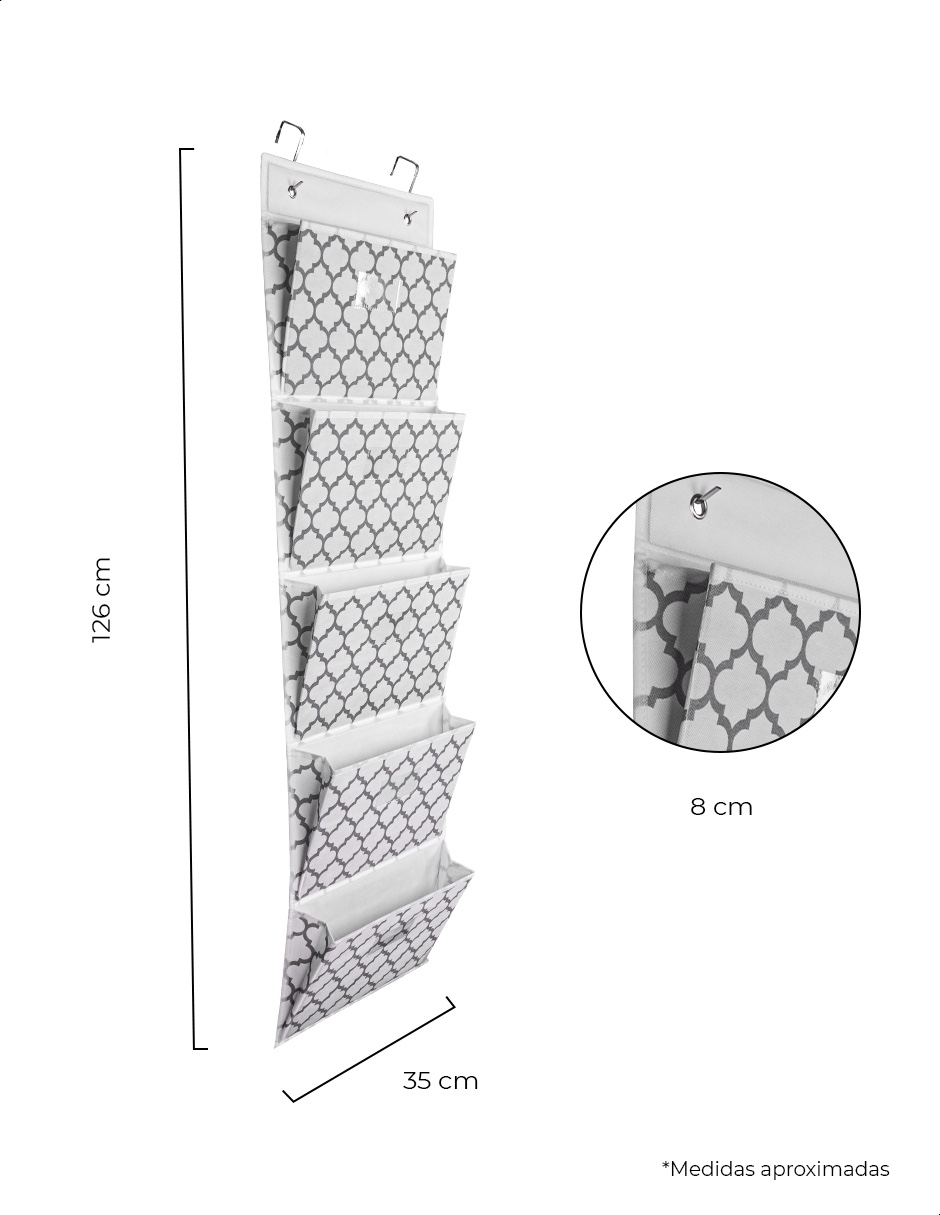 Organizador revistero colgante para puerta 5 espacios Tutti