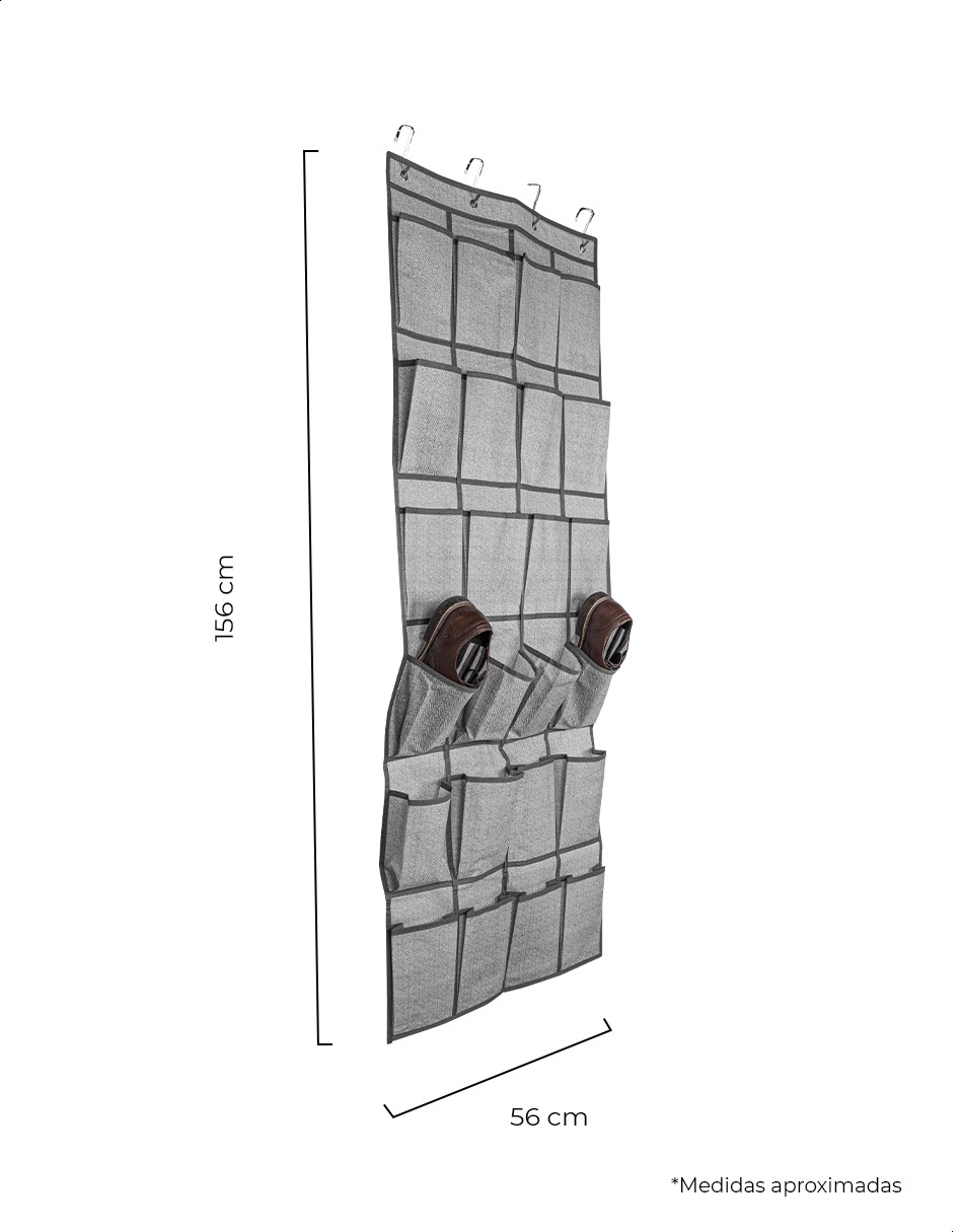 Organizador de zapatos colgante para puerta gris de 12 pares