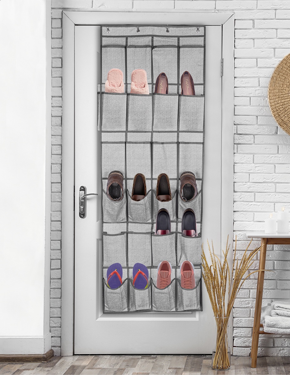 Organizador de zapatos colgante para puerta gris de 12 pares