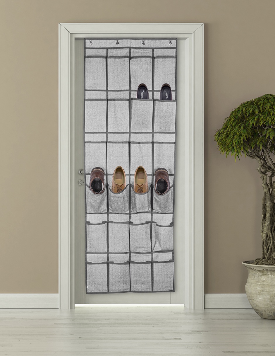 Organizador de zapatos colgante para puerta gris de 12 pares