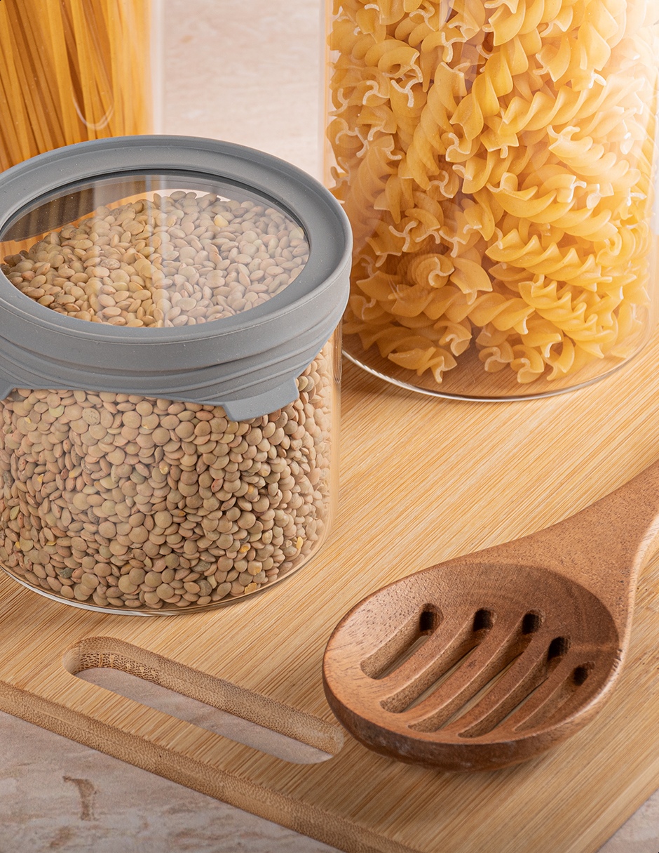 Set de 5 frascos contenedores cilíndricos de vidrio Tutti