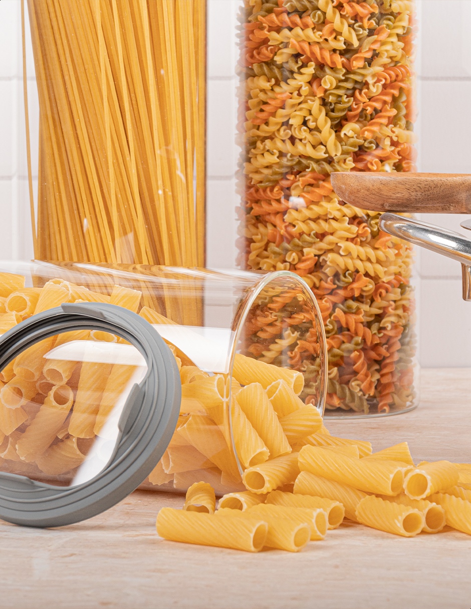 Set de 5 frascos contenedores cilíndricos de vidrio Tutti