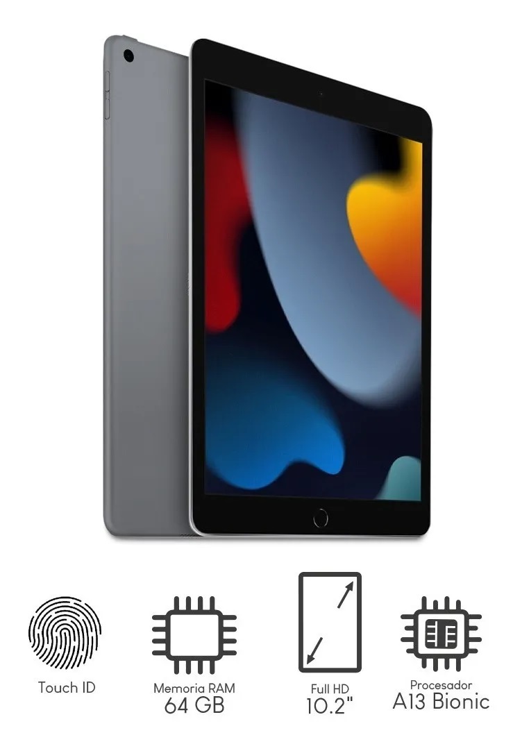 Tablet Apple iPad 9th Gen 64gb 10.2 Gris + Audifonos + Lapiz