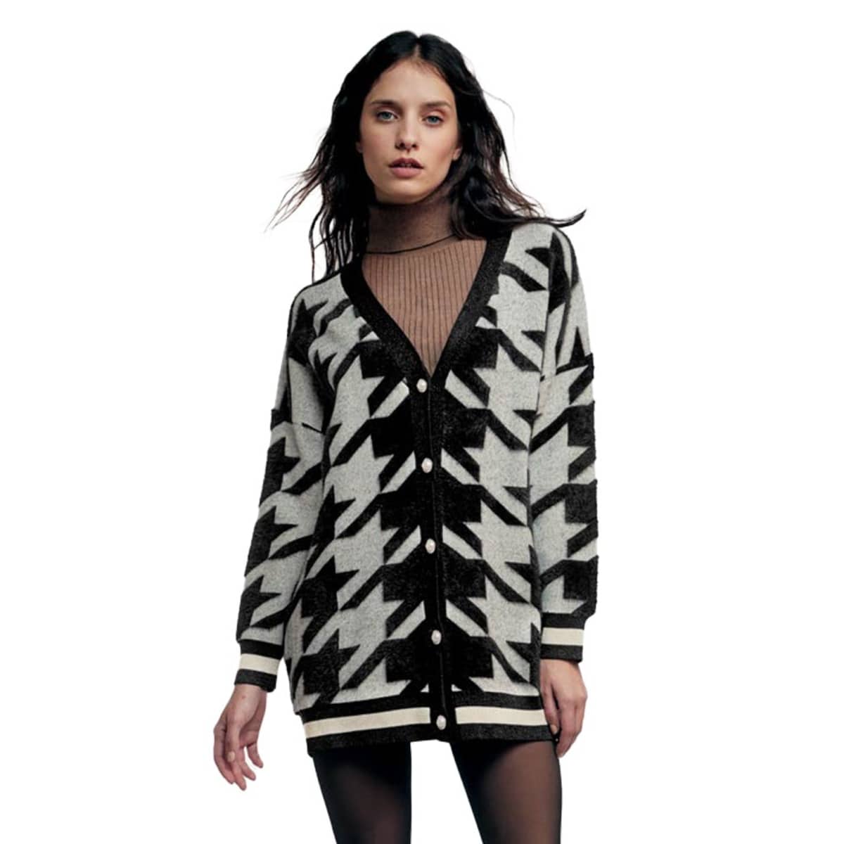 Suéter Casual Largo con Botones Sao Paulo color Negro para Mujer 1038076