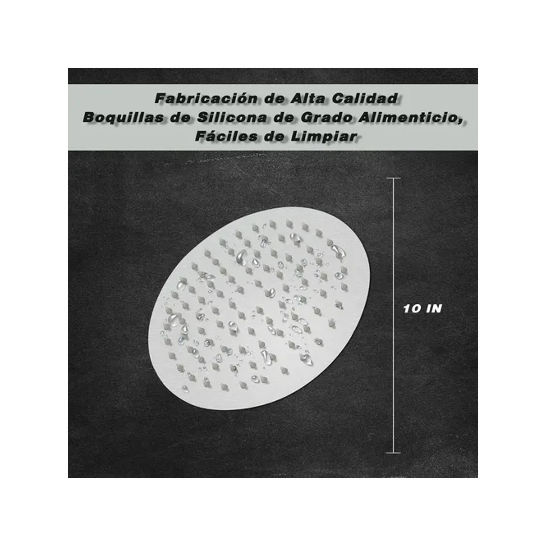 Regadera Baño Redonda Ducha Lluvia Acero Cabezal 10 Pulgadas