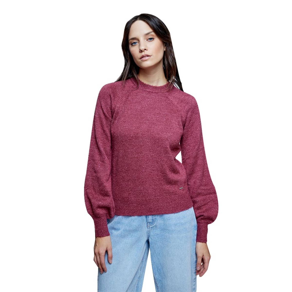 Suéter Casual Cerrado Cuello Redondo Sao Paulo color Vino para Mujer 1039217