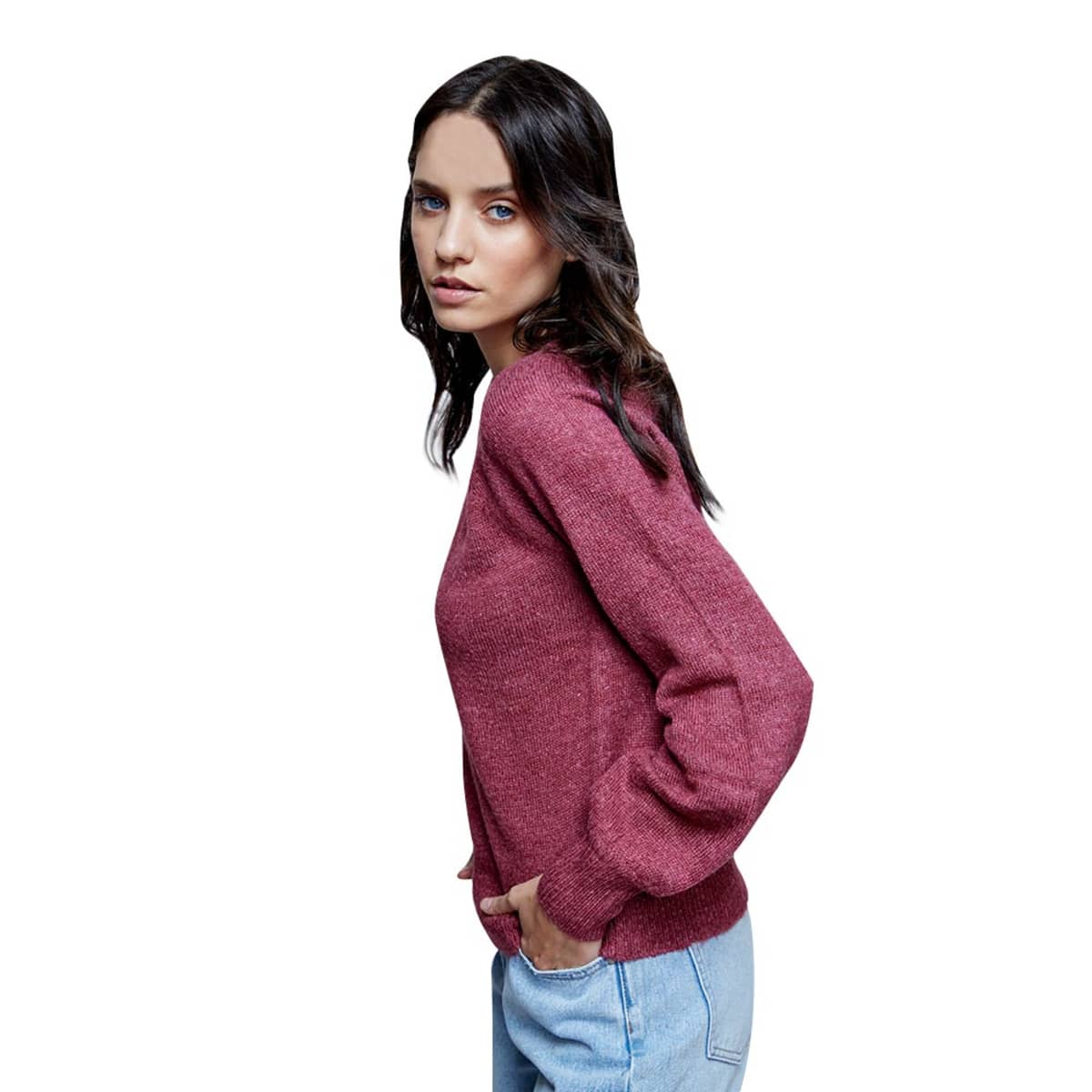 Suéter Casual Cerrado Cuello Redondo Sao Paulo color Vino para Mujer 1039217