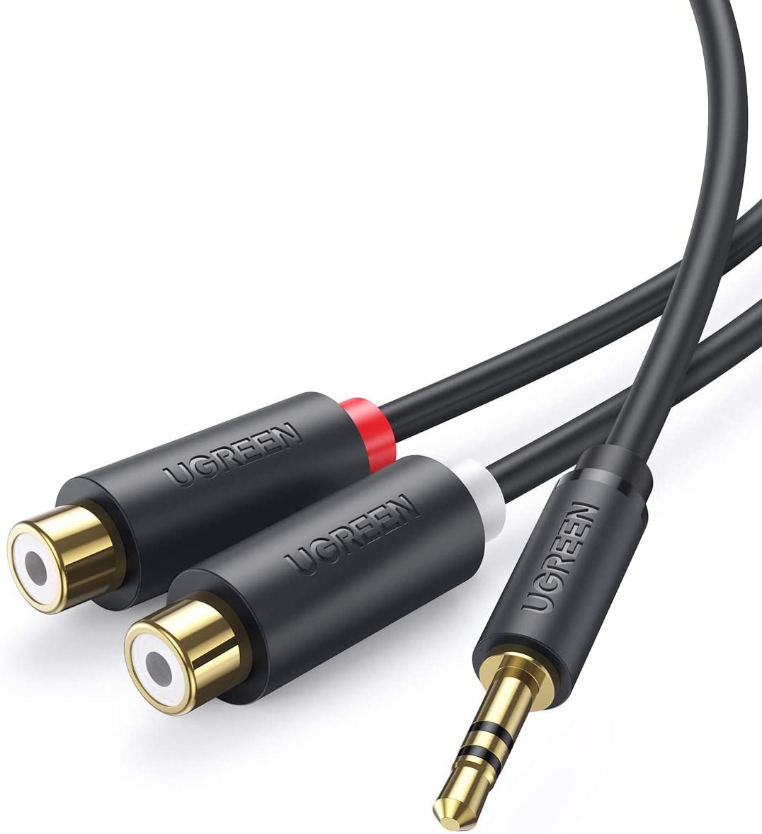 Cable Audio Ugreen Auxiliar 3.5mm Macho A 2rca Hembra 25cm Negro