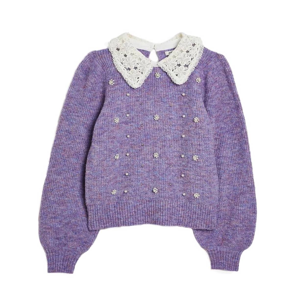 Suéter Casual con Estoperoles 2 Piezas Sao Paulo color Morado para Mujer 1038669