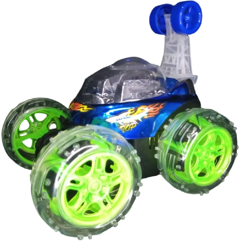 Rotating Carro Azul Loco Musical Gira 360 Grados Para Niños R/c