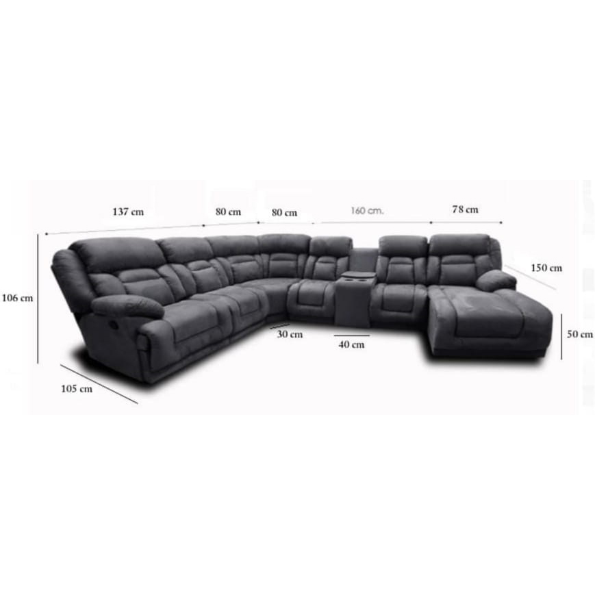Sala Modular c/ Reclinable Marduk Gris Oxford chaise der. MADERIAN // ENTREGA EN CDMX Y ZONA METROPOLITANA