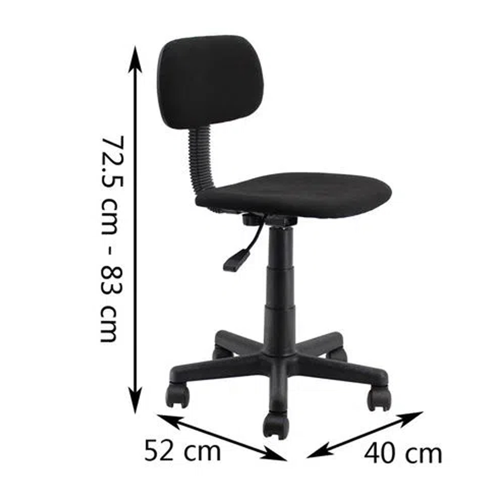 silla secretarial carolina Oficina palanca ajuste piston Color Negro asiento acolchonado tela.