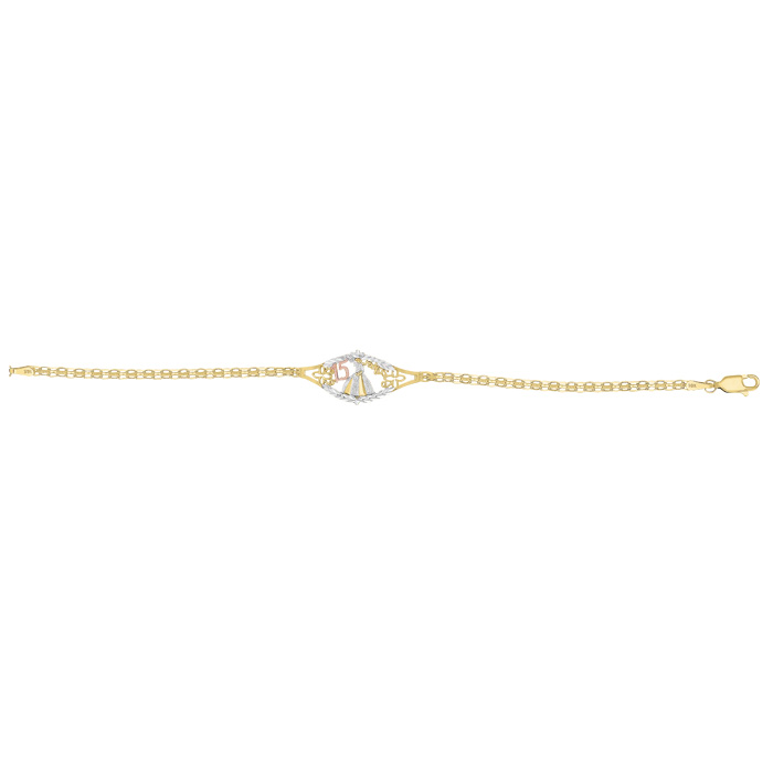 Pulsera 15 Años Vestido 18Cm Oro 10K - 444