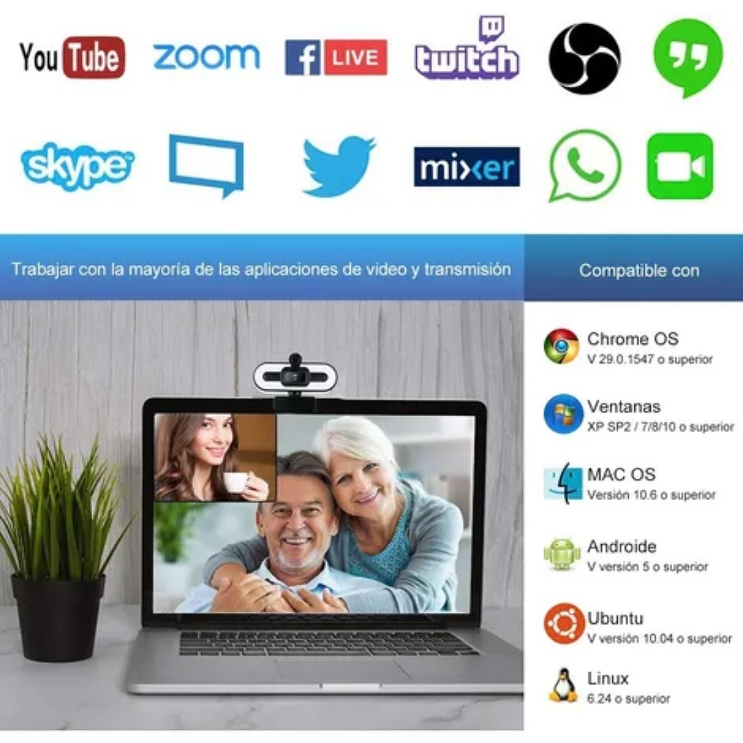 4k Cámara Webcam Con Micrófono Enfoque Automático Hd 2160p