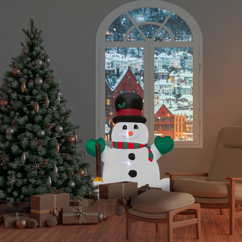 Inflable Navideño Muñeco De Nieve Con Escoba y Luz Led 1.20 Mts Snowman 