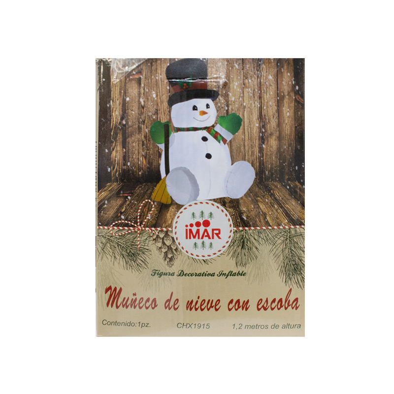 Inflable Navideño Muñeco De Nieve Con Escoba y Luz Led 1.20 Mts Snowman 