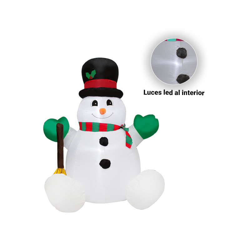 Inflable Navideño Muñeco De Nieve Con Escoba y Luz Led 1.20 Mts Snowman 