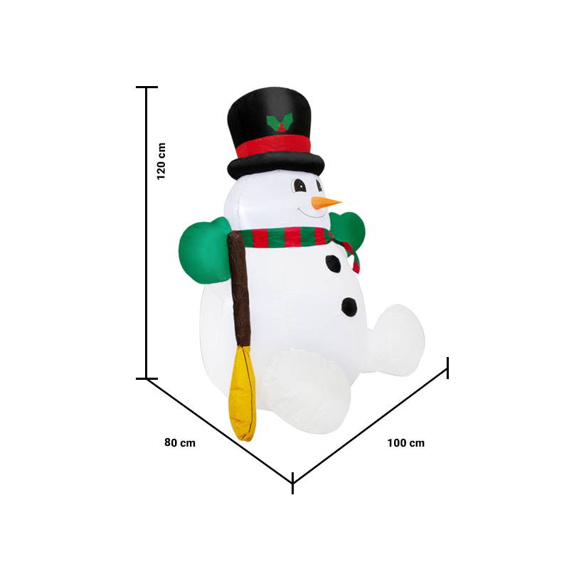 Inflable Navideño Muñeco De Nieve Con Escoba y Luz Led 1.20 Mts Snowman 