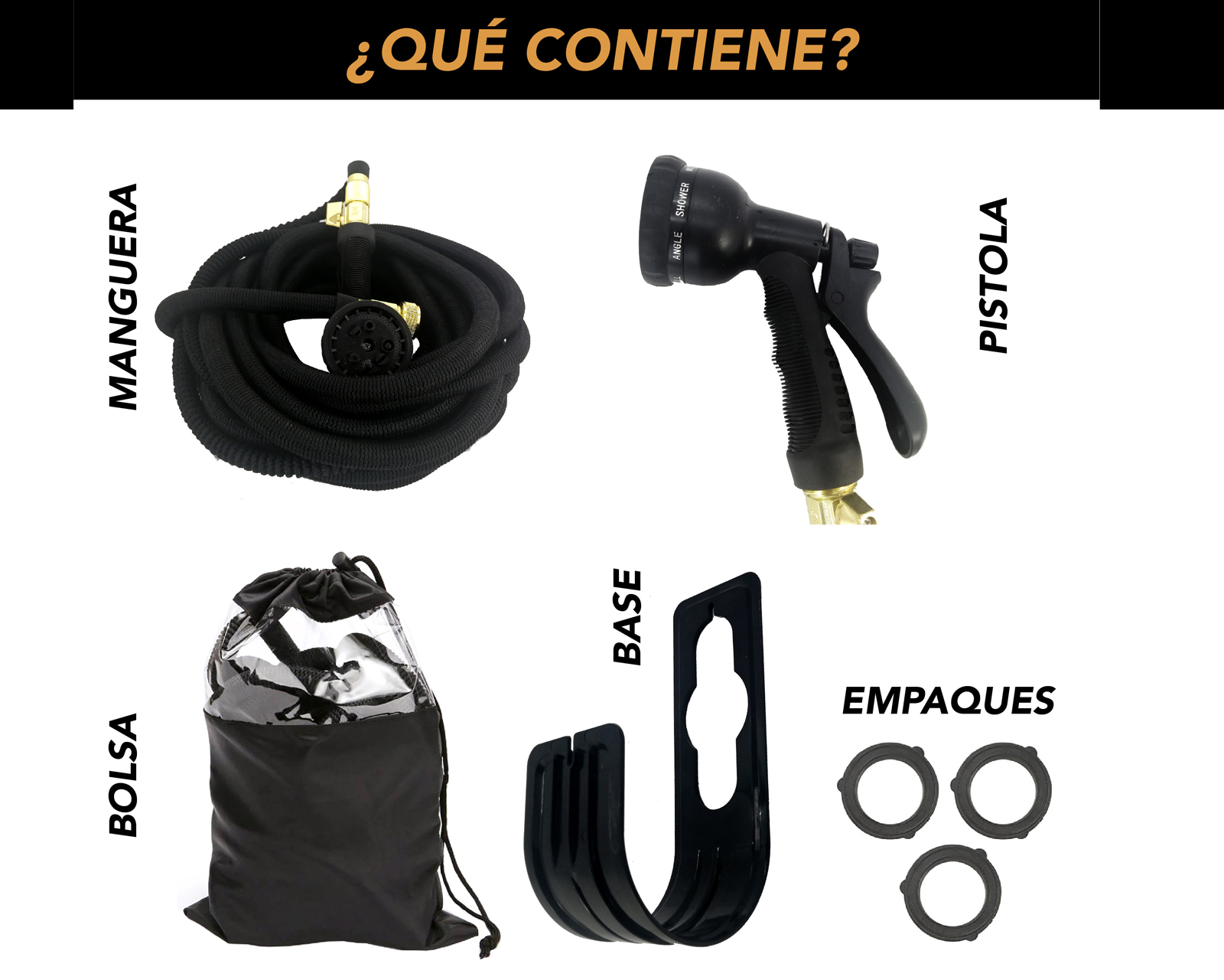Manguera CHIC-FANTASY Expandible para Jardín manguera retráctil Extensible de hasta 100 pies (30 Mts) con Pistola para Agua 10 Patrones