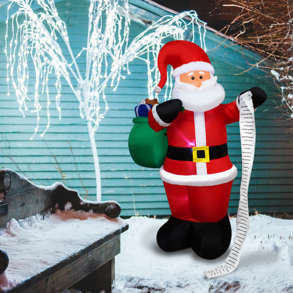 Inflable Navideño Santa Claus Con Lista Y Regalos Luz Led 1.80 Mts Papá Noel