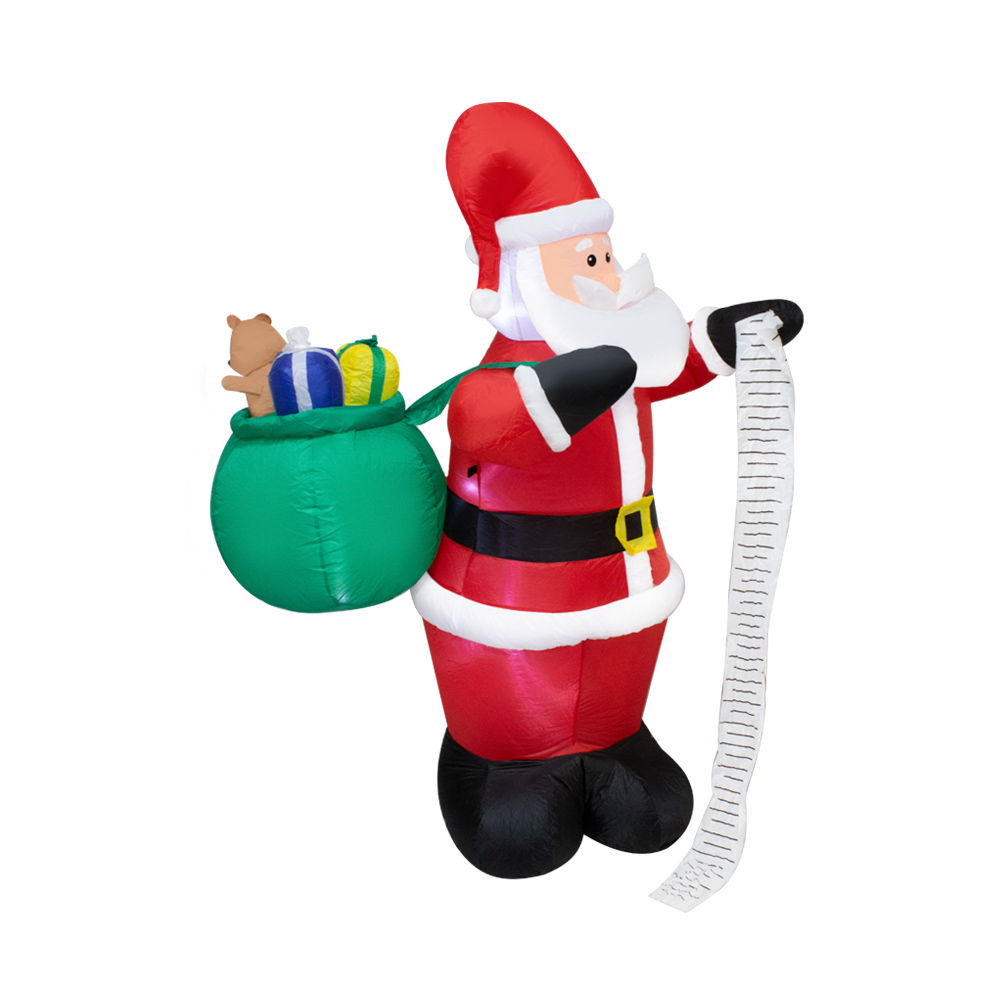 Inflable Navideño Santa Claus Con Lista Y Regalos Luz Led 1.80 Mts Papá Noel