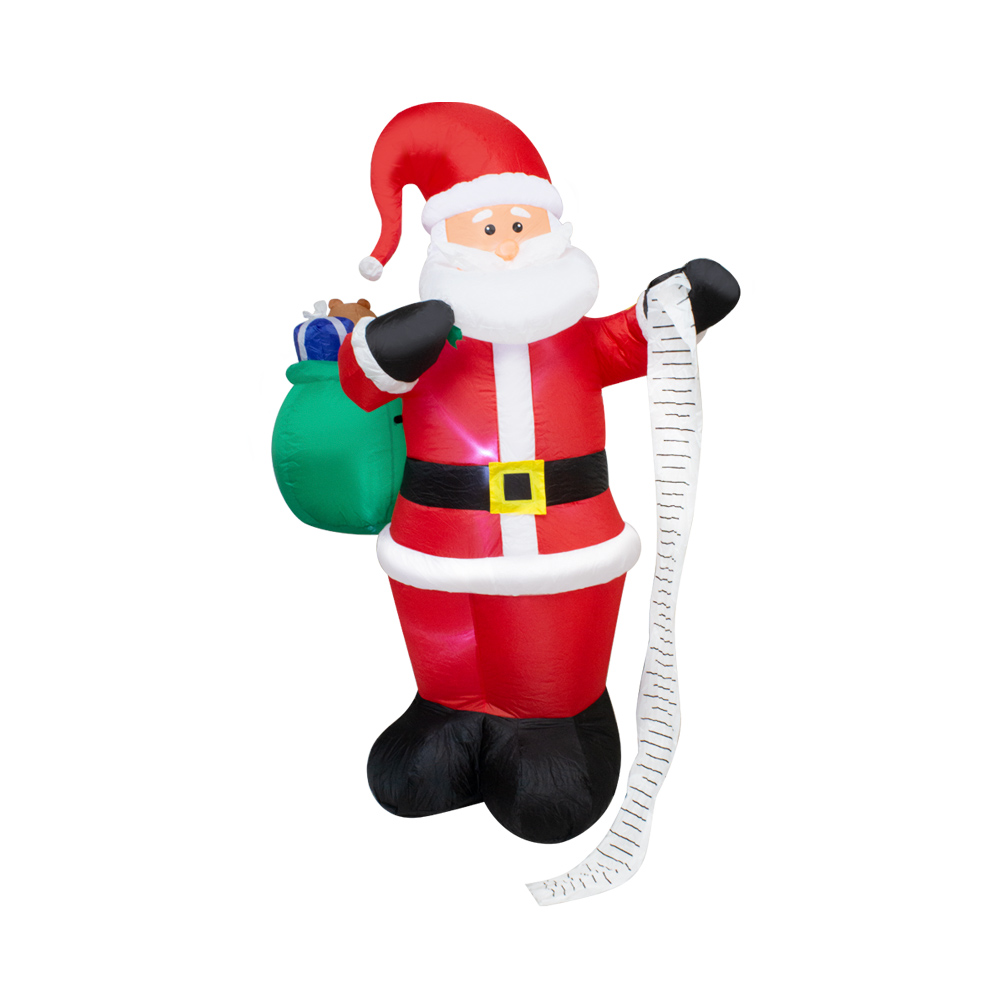 Inflable Navideño Santa Claus Con Lista Y Regalos Luz Led 1.80 Mts Papá Noel