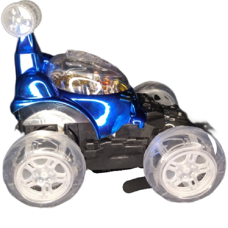 Carro R/c Stunt Car Azul Bailarín Acrobacias Luces Y Música 360 Grados