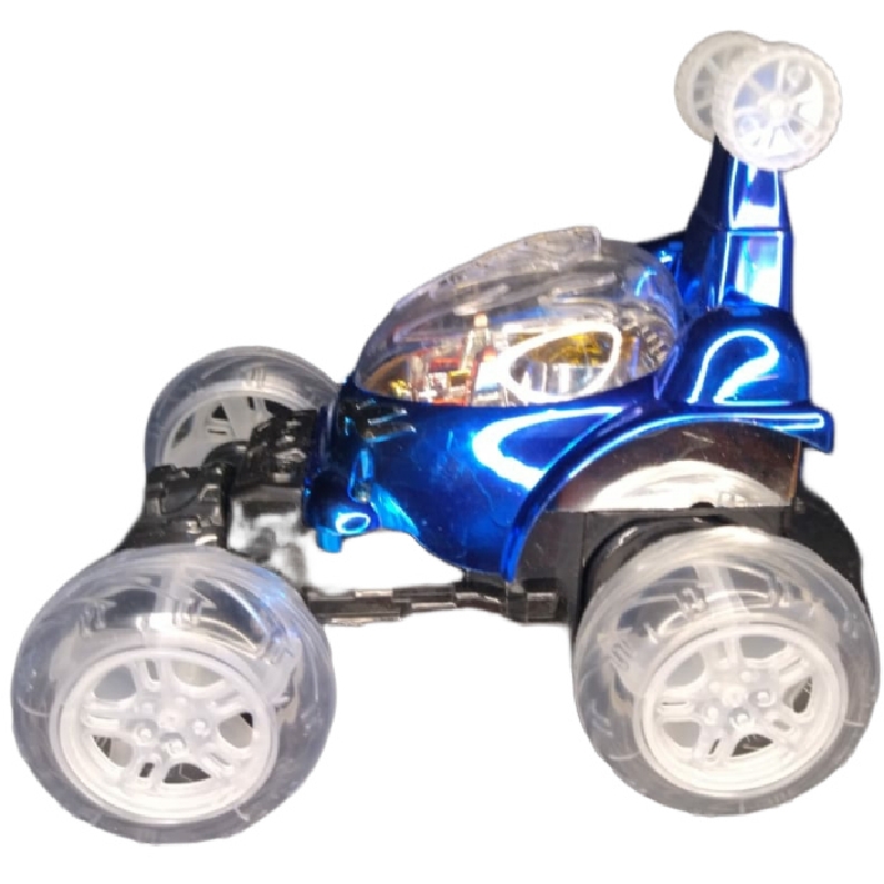 Carro R/c Stunt Car Azul Bailarín Acrobacias Luces Y Música 360 Grados
