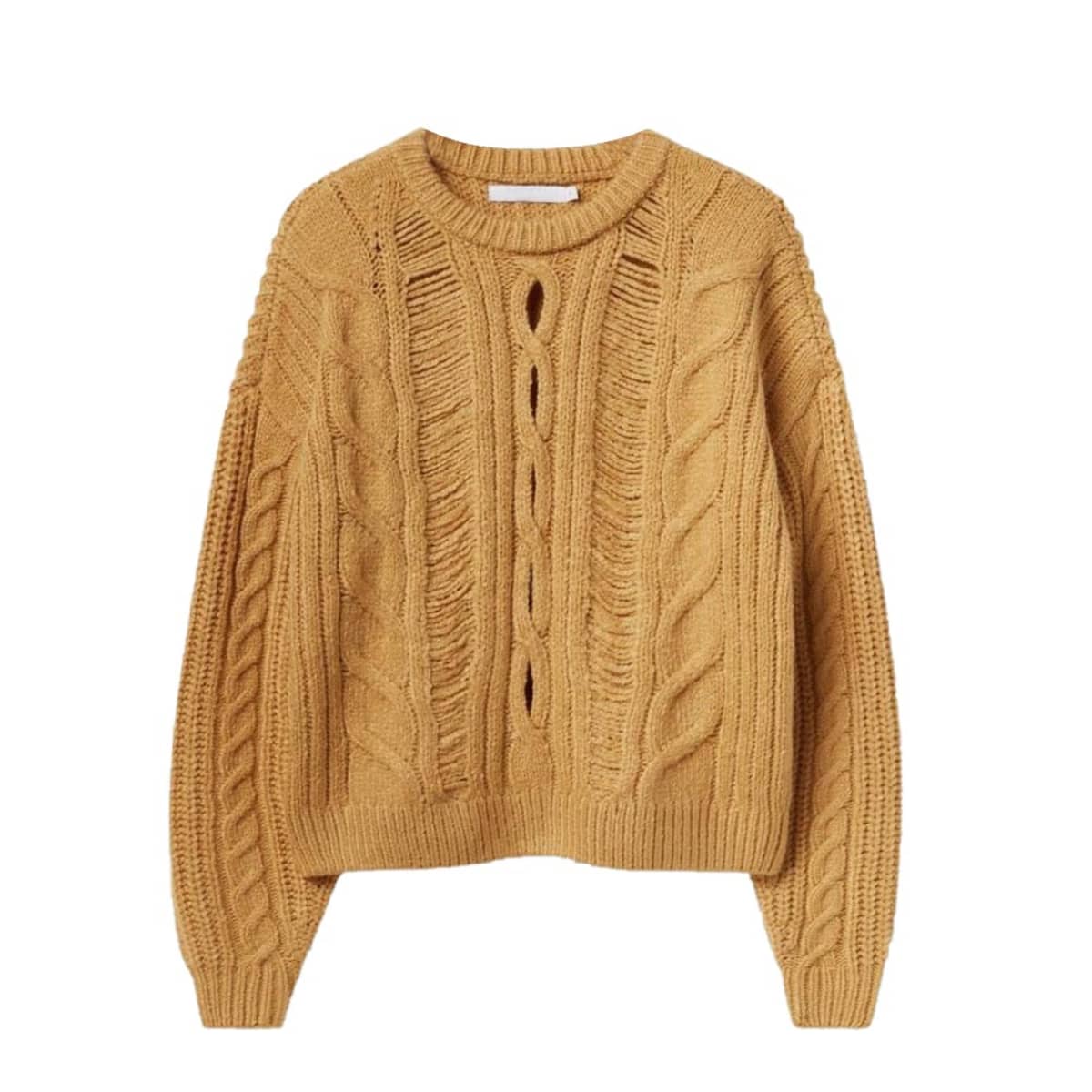 Suéter Casual Tejido Trenzado Sao Paulo color Amarillo Mostaza para Mujer 1038686