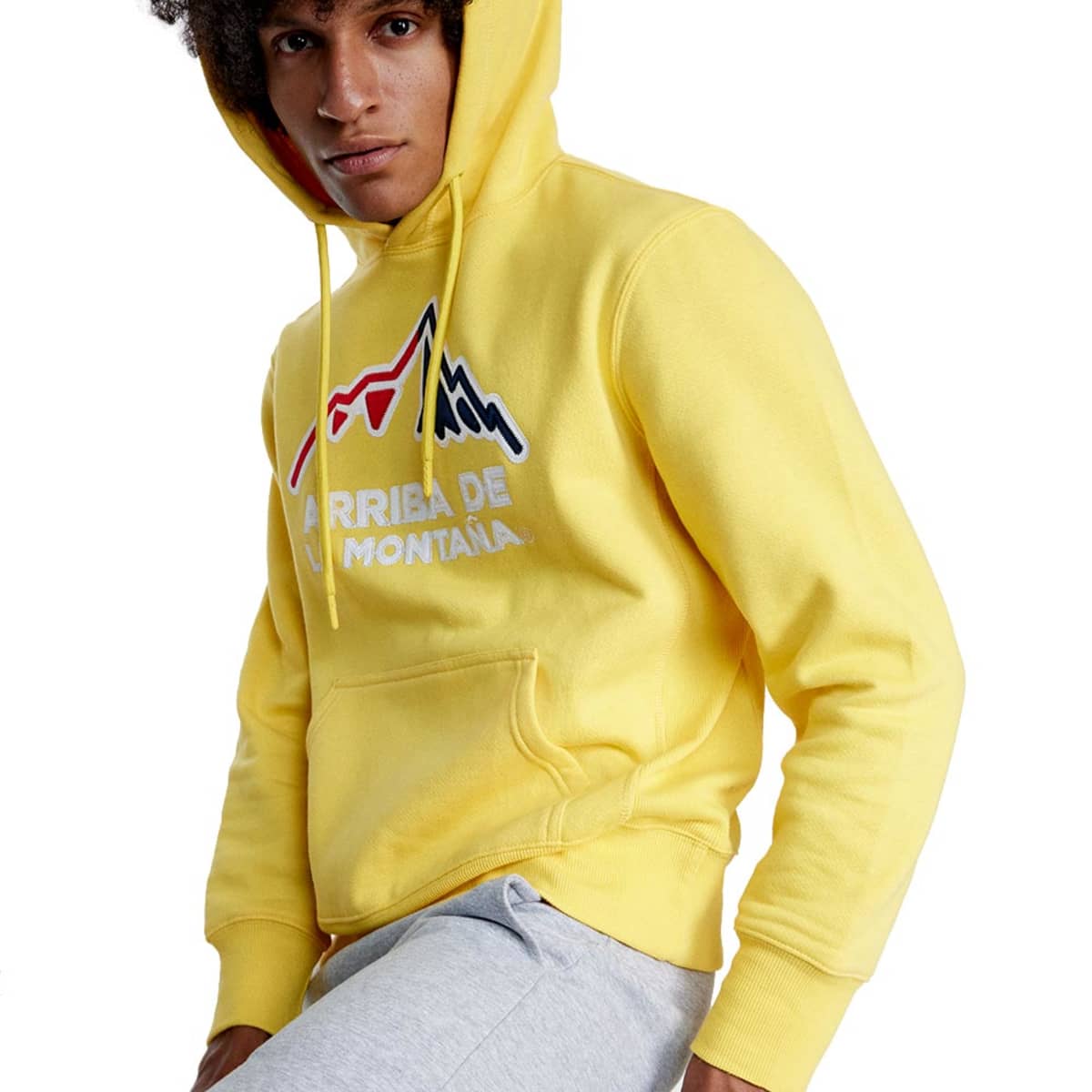 Sudadera Casual Con Capucha Y Bolsa De Canguro Arriba de la Montaña color Amarillo para Hombre 1043488