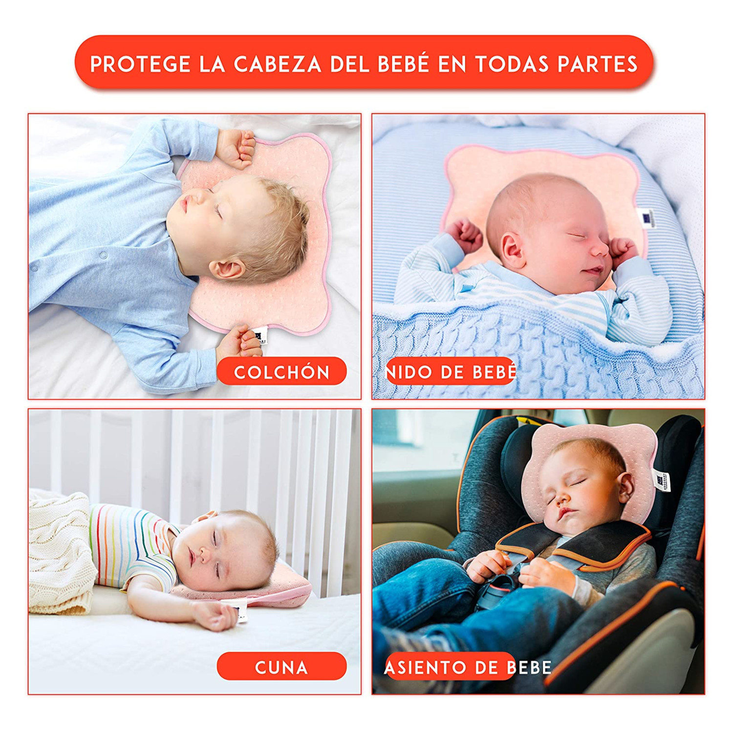 Almohada para Prevenir Plagiocefalia Cabeza Plana del Bebé, Ideal 0 a 12 Meses