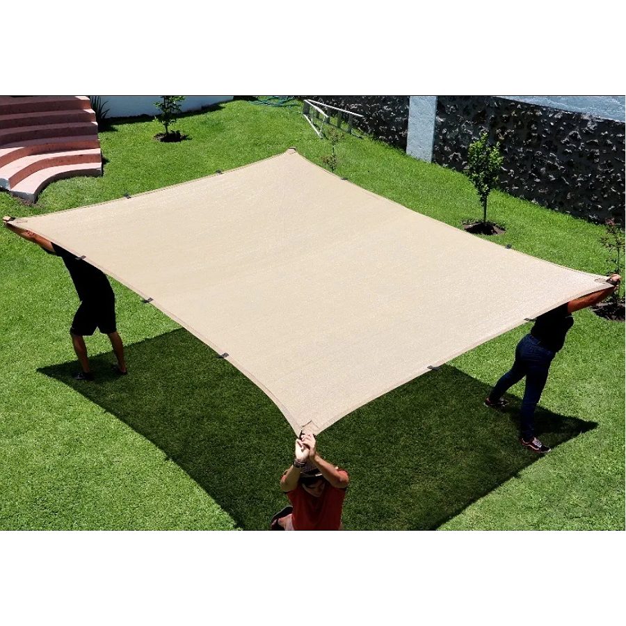 Malla Sombra 4x3 90% Beige Raschel Lista Para Colocar