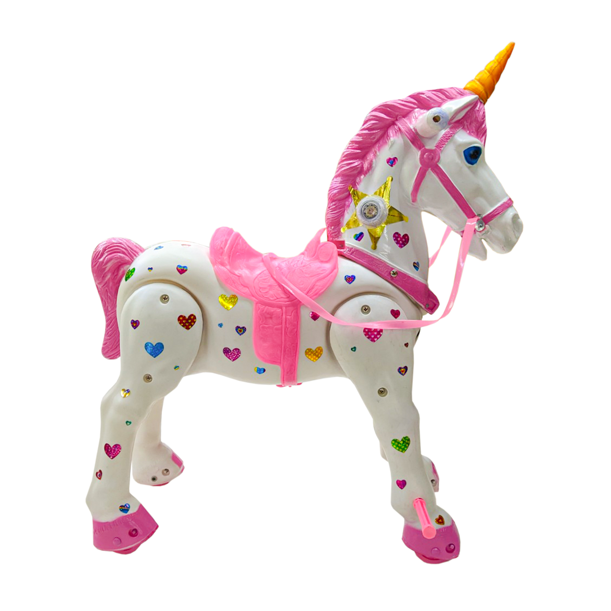 Montable Unicornio Machuka Blanco Con Sonido y Diadema.