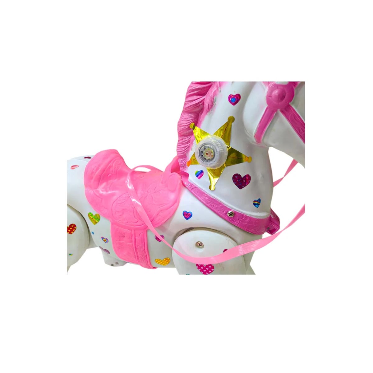 Montable Unicornio Machuka Blanco Con Sonido y Diadema.