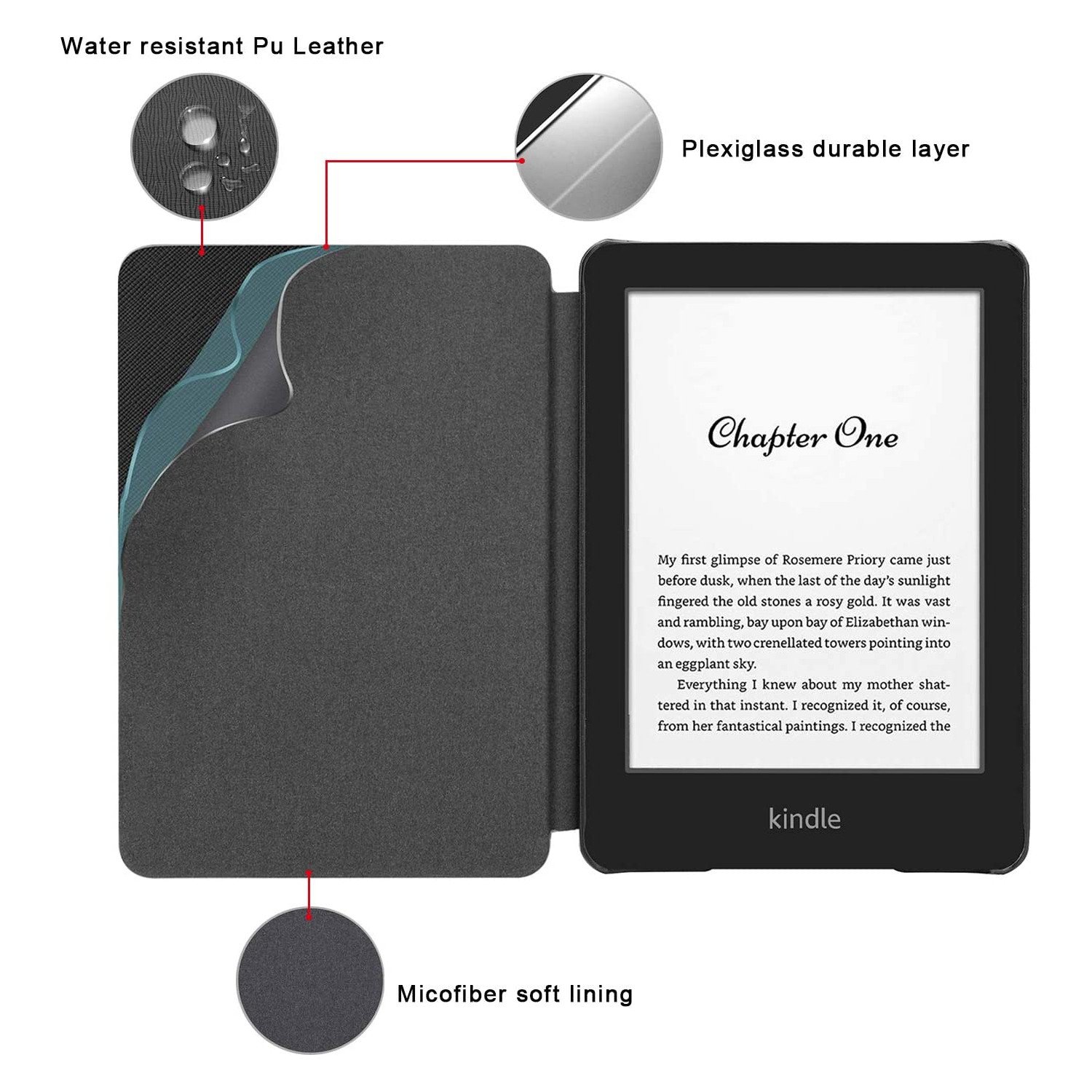  Funda para  Kindle de 10ª generación de 6 pulgadas  (lanzado en 2019), funda protectora Mxfdegf con soporte giratorio de 360  grados con encendido/apagado automático, para Kindle de 10ª generación 2019